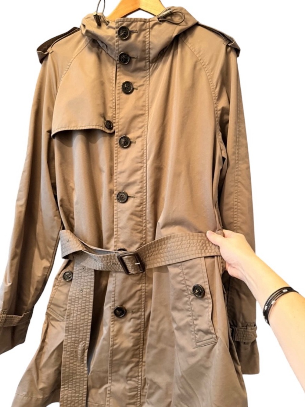 Women’s Burberry Taupe Hooded Trench Coat with Belt